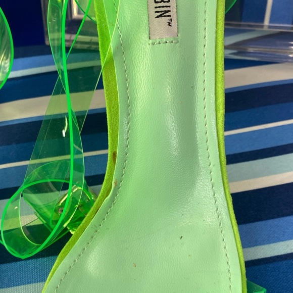 Fashion nova neon green clear transparent ankle strap square heel sandals Sz 10 - Picture 14 of 16